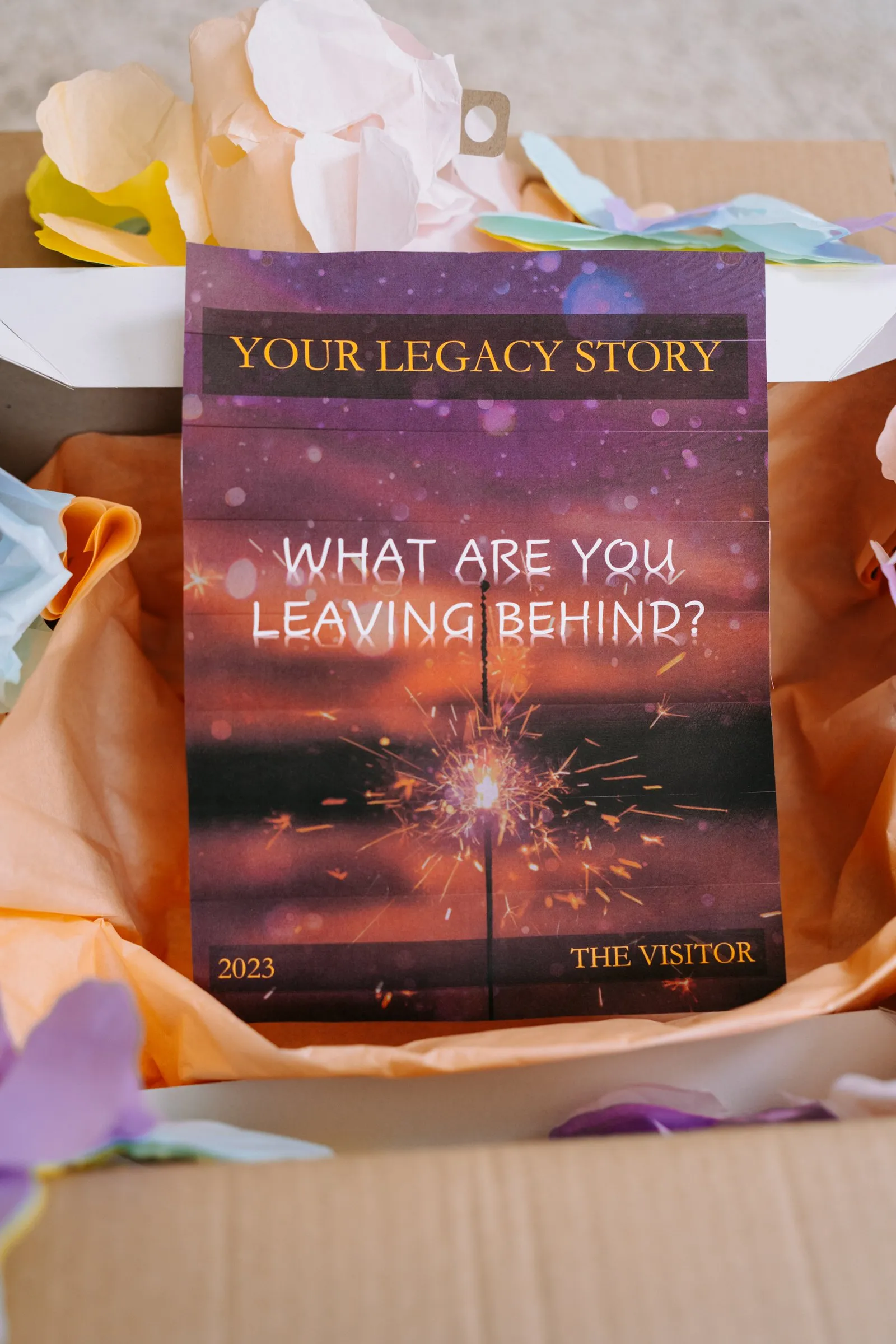 A finished Your Legacy Story book in a gift box